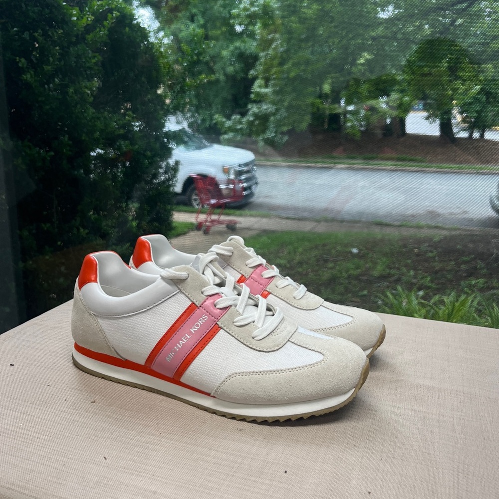 Michael Kors White and Pink Chunky Sneakers